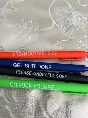 Novelty Matte Ballpoint Pens Set — Green, Orange, Blue, Black